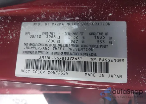 2011 Mazda Mazda3 I Touring z USA, uszkodzony, nr VIN JM1BL1VGXB1372633